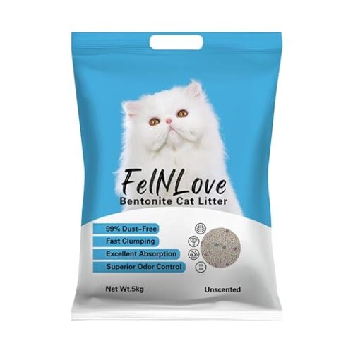 Bentonite Cat Litter | 5kg | Fast Clumping, 99% Dust-Free, Strong Odor Control, Natural Sodium Bentonite Clay | Fresh, Calming (Unscented)