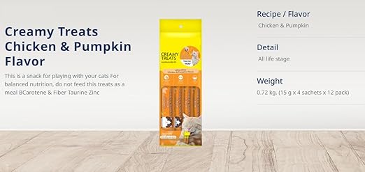 Cats Meo Creamy Treats (Pack of 4, Chicken & Pumpkin)