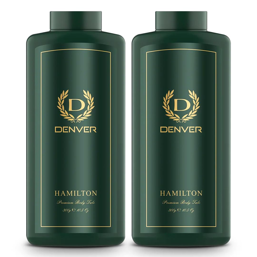 DENVER Hamilton Premium Body Talc - 300GM Each (Pack of 2) | Scented Talcum Powder for Men