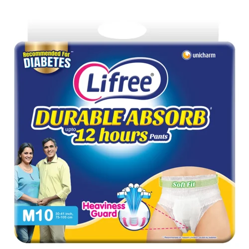 Lifree Durable Absorb Upto 12hours Adult Diaper Pants Medium, 10 Count