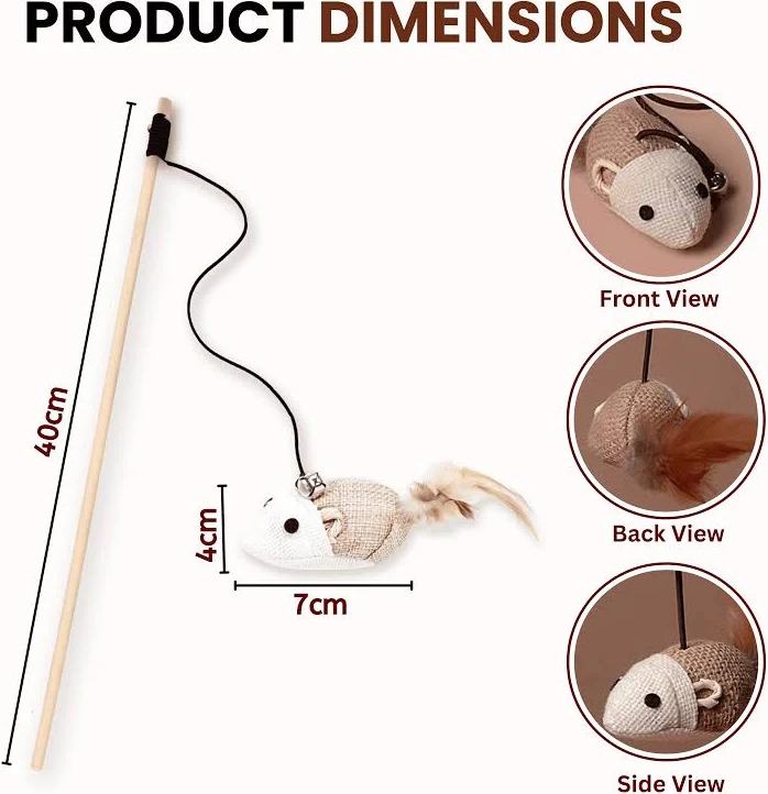 Feather Teaser Playing Stick for Cats & Kittens